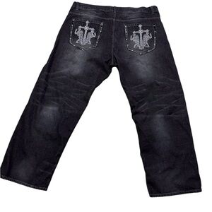 vintage y2k avirex embroidered black faded baggy size 46X34